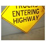 Trucks Entering Highway Metal Reflective Sign 24'