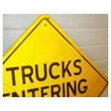 Trucks Entering Highway Metal Reflective Sign 24'
