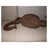 Huge Vintage Wood Pully with Hook