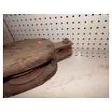 Huge Vintage Wood Pully with Hook