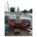 Outdoor Chairs with Table, Umbrella and Footrest