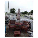 Outdoor Chairs with Table, Umbrella and Footrest