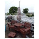 Outdoor Chairs with Table, Umbrella and Footrest