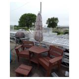 Outdoor Chairs with Table, Umbrella and Footrest