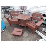 Outdoor Chairs with Table, Umbrella and Footrest