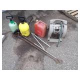 2 Sprayer, Hose Reel, Horse Shoe Stake and 2 anchors