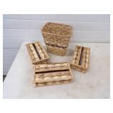 Woven Kleenex Cover and Garbage Can