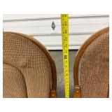 Two VTG Glider Chairs w Fabric Backs & Seats w Wooden Frames