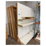 Pegboard Display Wall and Shelving Unit 96 X 96 in w Wood