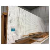 Pegboard Display Wall and Shelving Unit 96 X 96 in w Wood