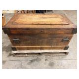 Vintage Wooden Storage Trunk With Interior Compartments