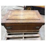 Vintage Wooden Storage Trunk With Interior Compartments