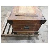 Vintage Wooden Storage Trunk With Interior Compartments