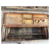 Vintage Wooden Storage Trunk With Interior Compartments