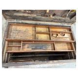 Vintage Wooden Storage Trunk With Interior Compartments
