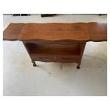 Vintage Stanley Drop Leaf Table w Cabinet & Box of Recipe Magazines and Books