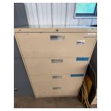 Gray and Tan Steel Filing Cabinets (Lot of 3) - contents NOT included & no keys