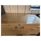 Gray and Tan Steel Filing Cabinets (Lot of 3) - contents NOT included & no keys