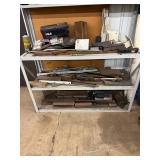 Metal Shelf With Assorted Steel Scrap Mixed Lot - cabinet contents and upper shelf contents NOT included
