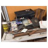 Metal Shelf With Assorted Steel Scrap Mixed Lot - cabinet contents and upper shelf contents NOT included