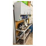 Metal Shelf With Assorted Steel Scrap Mixed Lot - cabinet contents and upper shelf contents NOT included