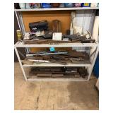 Metal Shelf With Assorted Steel Scrap Mixed Lot - cabinet contents and upper shelf contents NOT included