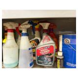 Mixed Lot: Cabinet Assortment of Auto Care, Cleaners & Hardware - qty contents not verified - cabinet not inc
