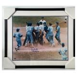 George Brett Autographed w/ Steinter COA Framed and Matted Baseball Photo Inscribed 'HOF 99'