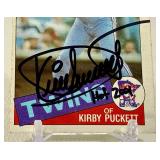 Kirby Puckett Autographed RC Inscribed 'HOF 2001' EXTREMELY RARE! w/ Steve Grad COA Autograph Expert COA - 1985 Topps #536 Minnesota Twins Rookie Baseball Card