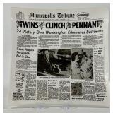 1965 Minnesota Twins 'Twins Clinch Pennant' Minneapolis Tribune Candy Dish - Vintage