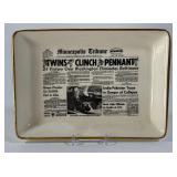 1965 Minnesota Twins 'Twins Clinch Pennant' Custom Made For Herbert White Minneapolis Tribune Candy Dish - Vintage