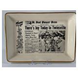 1965 Minnesota Twins 'There's Joy Today In Twinsville' St. Paul Pioneer Press Vintage Baseball Candy Dish