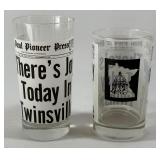 (2) 1965 'There's Joy In Twinsville' St. Paul Pioneer Press Vintage Minnesota Twins Baseball Glasses
