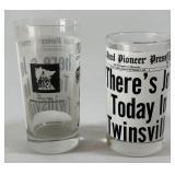 (2) 1965 'There's Joy In Twinsville' St. Paul Pioneer Press Vintage Minnesota Twins Baseball Glasses