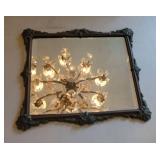 Vintage Ornate Wall Mirror Dark Bronze Tone Frame 15x17 Very Good