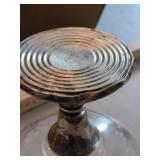 Sterling Silver Glass Pedestal Compote Footed Dish Approx 5.5 In