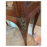 Vintage Mahogany Curio Display Cabinet Mirrored Back