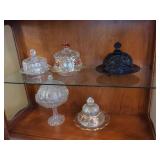 Vintage Covered Glass Butter Dishes & Candy Compote Lot of 5
