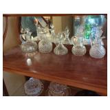 Vintage Clear Pressed Glass Cruet Bottle Set of 5 with Stoppers