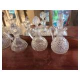 Vintage Clear Pressed Glass Cruet Bottle Set of 5 with Stoppers