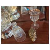 Lot Including Silver-Tone Snowflake Candle Holder, Cut Glass Goblets, Figurines