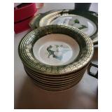 L'triomphe American Limoges Trillium Forest Green Dinnerware Mixed Lot