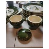L'triomphe American Limoges Trillium Forest Green Dinnerware Mixed Lot