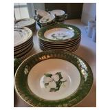 L'triomphe American Limoges Trillium Forest Green Dinnerware Mixed Lot