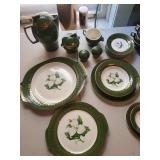 L'triomphe American Limoges Trillium Forest Green Dinnerware Mixed Lot
