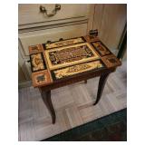 Inlaid Wood Lift-Top Side Table With Storage