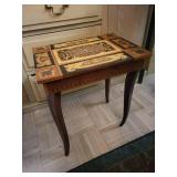 Inlaid Wood Lift-Top Side Table With Storage