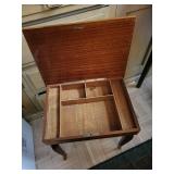 Inlaid Wood Lift-Top Side Table With Storage