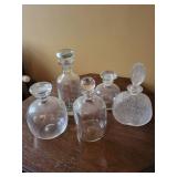Set of 5 Crystal Decanters With Stoppers