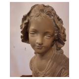 Girl Bust Sculpture on Pedestal
